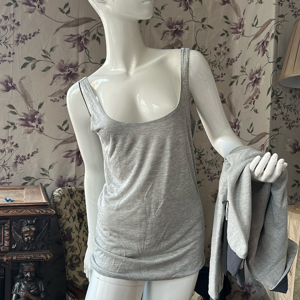 Two Layers Tank Top High end Quality Boutique Beverly Hills Soft Silky Heather